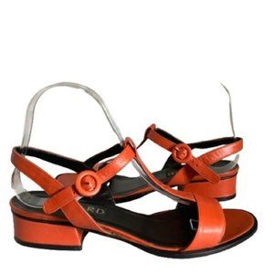 SIMARD ORANGE LEATHER SANDALS MADE IN ITALY SIZE 38